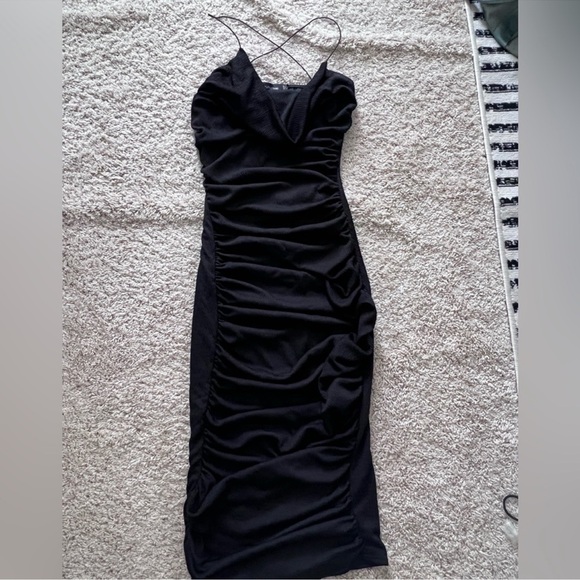 Black cowl neck midi dress. - Picture 5 of 5